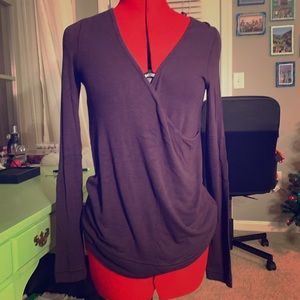 Free people XS purple long sleeve wrap front shirt